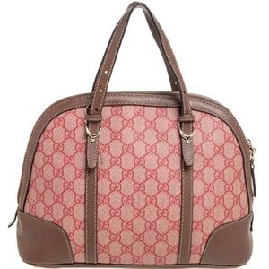Gucci Brown/Pink GG Supreme Canvas And Leather Nice Dome Satchel
